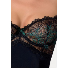 Приталенная сорочка черного цвета с чашечками (трусики в комплекте) FLORIS CHEMISE Passion Exclusive Black, L/XL