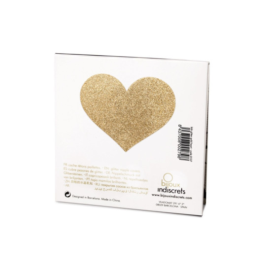 Наклейки на соски у вигляді сердечок, золотисті Bijoux Indiscrets Flash Heart Gold