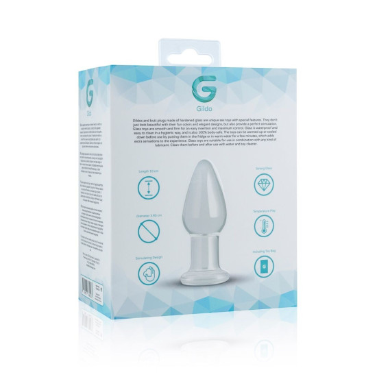 Скляна анальна пробка, довжина 9,9 см, діаметр 3,9 см, прозора Gildo Glass Buttplug No. 24
