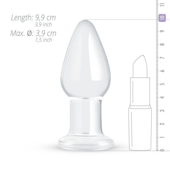 Скляна анальна пробка, довжина 9,9 см, діаметр 3,9 см, прозора Gildo Glass Buttplug No. 24