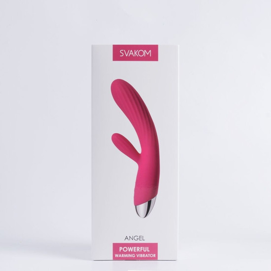 Інтелектуальний вібратор-кролик з підігрівом, червоний Svakom Angel Plum Red