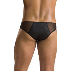Мужские слипы на молнии из экокожи и сетки, черные Passion 042 Slip Timmy Black, S/M