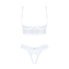 Эротический комплект с открытой грудью и доступом, черный Obsessive Heavenly 2-Pcs Cupless Set Black, XL/2XL