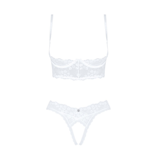 Эротический комплект с открытой грудью и доступом, черный Obsessive Heavenly 2-Pcs Cupless Set Black, XL/2XL