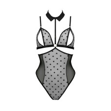 Боді з відкритими грудьми, коміром-чокером і корсетом, чорне Passion Dominica Body Black, XXL/XXXL