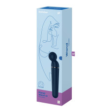 Потужний бездротовий вібромасажер, синьо-золотий Satisfyer Planet Wand-er Blue/Rosegold