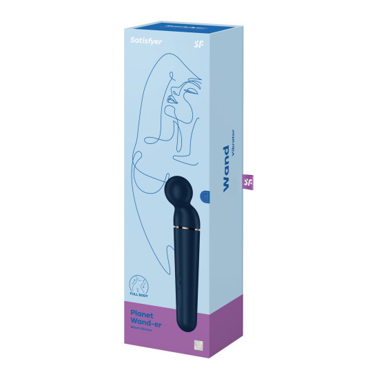 Мощный беспроводной вибромассажер, сине-золотой Satisfyer Planet Wand-er Blue/Rosegold