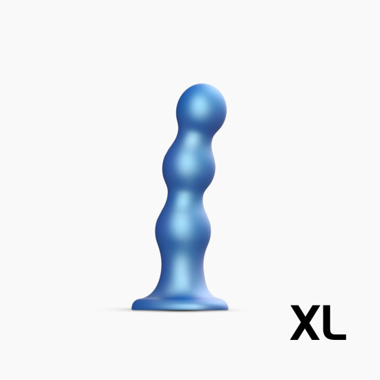 Насадка для страпона з кулями і металевим блиском, синя Strap-On-Me Dildo Plug Balls Blue Metallic, XL