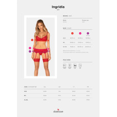 Комплект (бюстгальтер, стринги, пояс), красный Obsessive Ingridia 3-Pcs Set Red, XL/2XL
