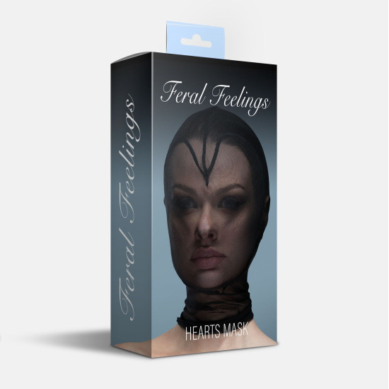 Маска-серце з сітки з повністю закритим обличчям, чорна Feral Feelings Hearts Mask Black/Black