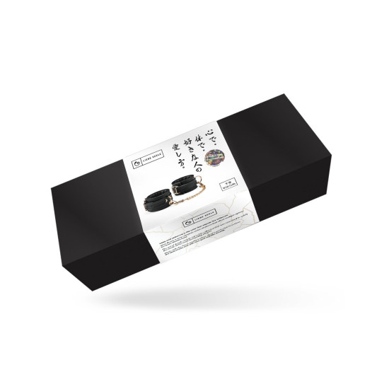 БДСМ наручники з екошкіри з ланцюжком Liebe Seele Black Organosilicon Wrist Cuff