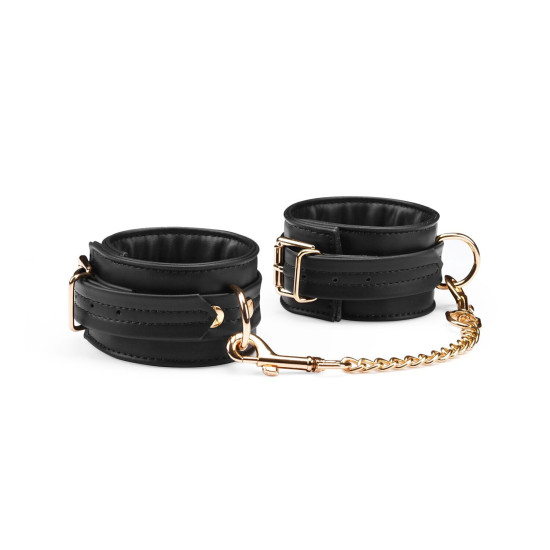 БДСМ наручники з екошкіри з ланцюжком Liebe Seele Black Organosilicon Wrist Cuff