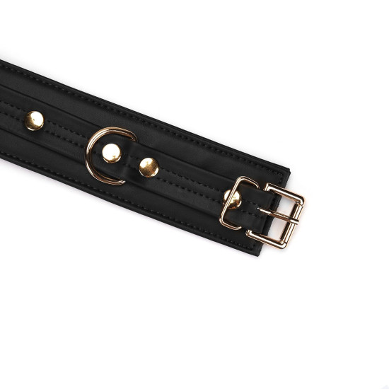 БДСМ наручники з екошкіри з ланцюжком Liebe Seele Black Organosilicon Wrist Cuff