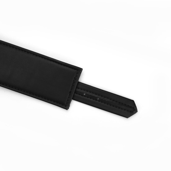 БДСМ наручники з екошкіри з ланцюжком Liebe Seele Black Organosilicon Wrist Cuff