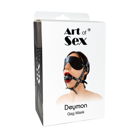 Кляп-маска из экокожи, чёрная Art of Sex Deymon Black