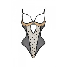 Эротическое боди с открытыми чашками, бежевое Passion Marina Body Beige, S/M