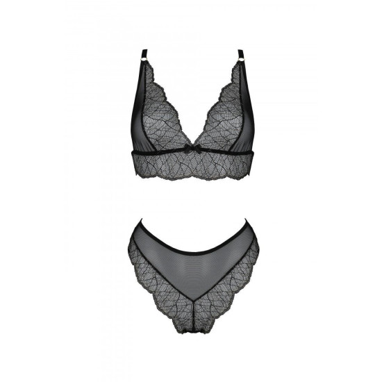 Комплект (бралетт і трусики бразиліана), чорний Passion AMBERLY SET black, XXL/XXXL