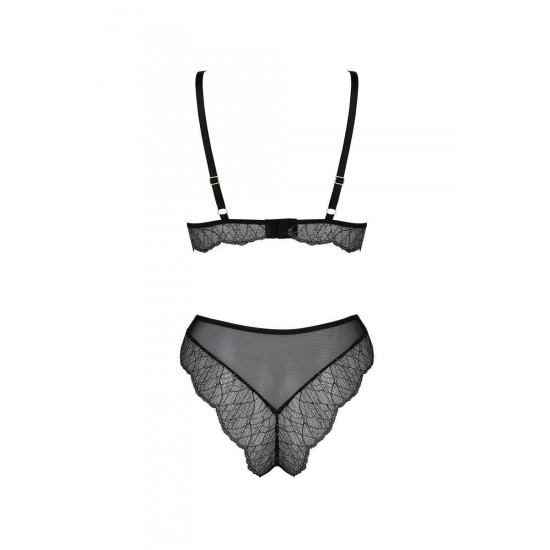 Комплект (бралетт і трусики бразиліана), чорний Passion AMBERLY SET black, XXL/XXXL