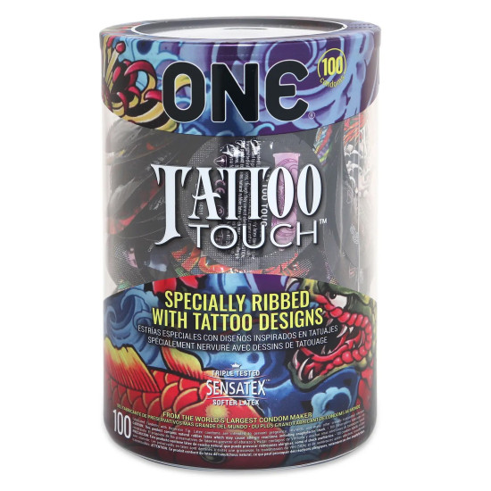 Набір презервативів, мегапак тюб ONE Tattoo Touch, 100 шт.