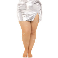 Колготки з дрібної сітки зі стразами, карамельні Leg Avenue Rhinestone Micro Net Tights Caramel, Plus Size