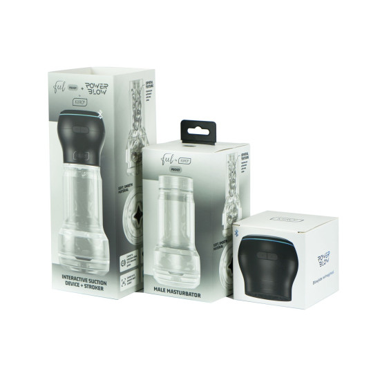 Мастурбатор с всасывающей интерактивной насадкой PowerBlow Kiiroo Feel Pocket Crystal PowerBlow Combo Set