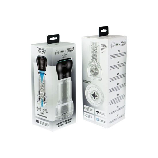 Мастурбатор с всасывающей интерактивной насадкой PowerBlow Kiiroo Feel Pocket Crystal PowerBlow Combo Set