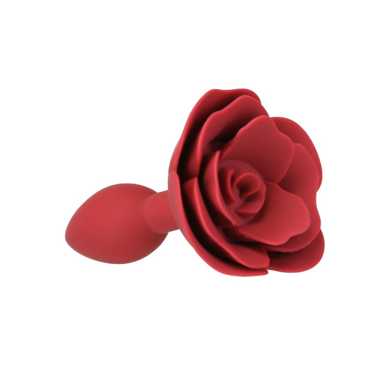 Силиконовая анальная пробка с розой Lux Active Red Rose Silicone Anal Plug
