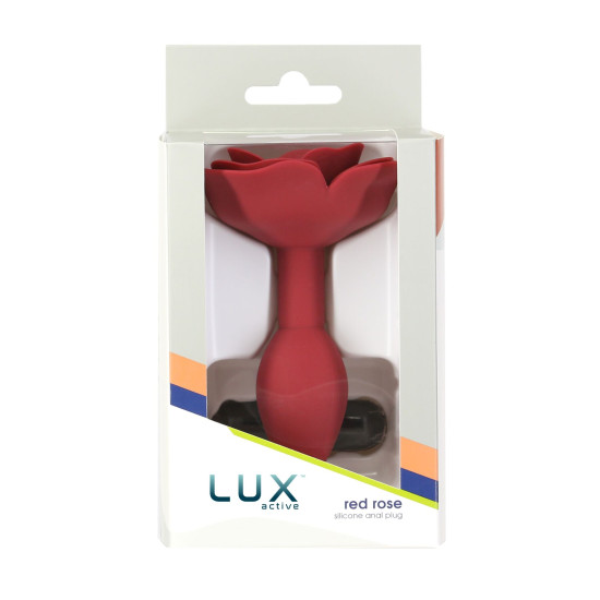 Силиконовая анальная пробка с розой Lux Active Red Rose Silicone Anal Plug