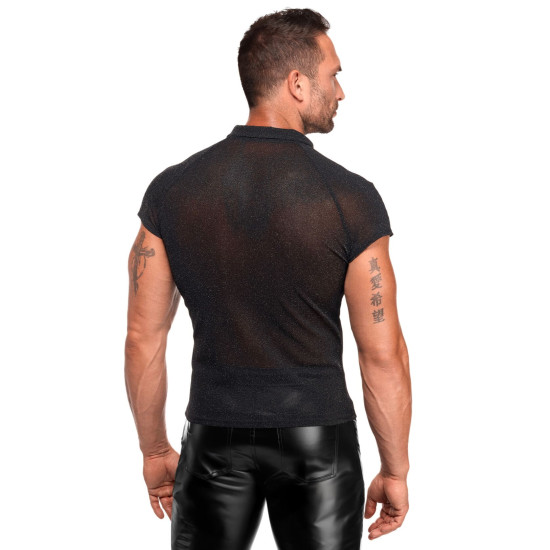 Мужское поло с полупрозрачными вставками Noir Handmade H082 Onyx veil polo, XXL