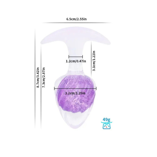 Анальна пробка у формі морозива, фіолетова Liebe Seele Icecream-shaped Crystal Anal Plug - Purple, розмір S