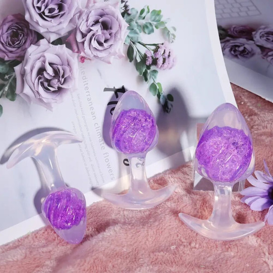 Анальна пробка у формі морозива, фіолетова Liebe Seele Icecream-shaped Crystal Anal Plug - Purple, розмір S