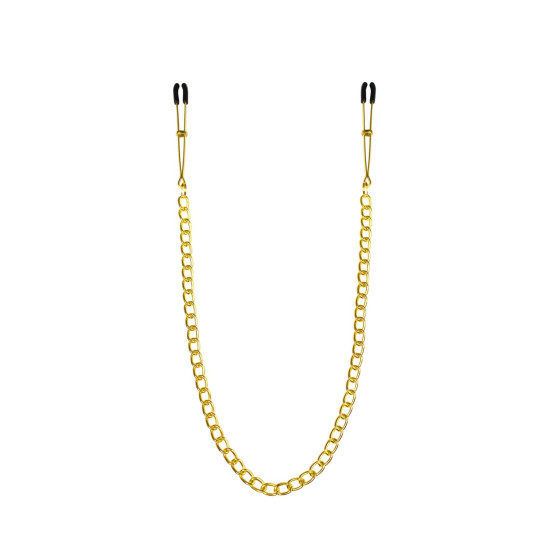 Тонкие зажимы для сосков с цепочкой, золото/черный Feral Feelings Chain Thin nipple clamps Gold/Black