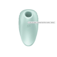 Вакуумний кліторальний стимулятор з вібрацією, м'ятний Satisfyer Pearl Diver Mint