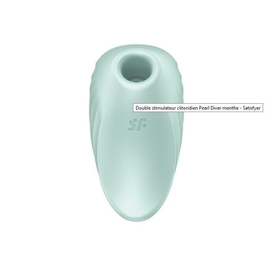 Вакуумний кліторальний стимулятор з вібрацією, м'ятний Satisfyer Pearl Diver Mint