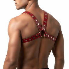 Мужская портупея из экокожи, цвет красный Art of Sex Spartacus, размер L-2XL