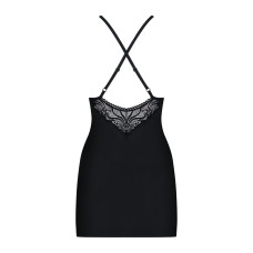 Сатиновый комплект для сна с кружевом Obsessive 828-CHE-1 chemise & thong S/M (мятая упаковка!!!)