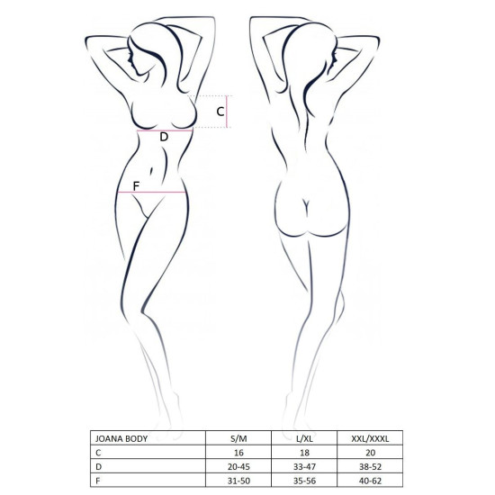 Боді монокіні під латекс, чорне Joana Body Black Passion, L/XL