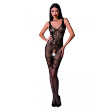 Бодістокінг-комбінезон з імітацією панчіх і боді, чорний Passion BS069 Black