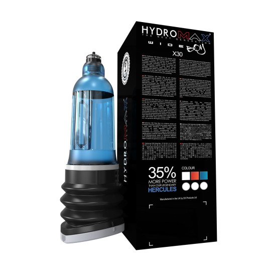 Гидропомпа для члена длиной от 12,5 до 18 см, диаметр до 5,5 см, синяя Bathmate Hydromax 7 WideBoy Blue, X30