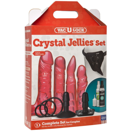Набор для страпона, диаметр 3,8 см, 2×4,5 см, 5,1 см Doc Johnson Vac-U-Lock Crystal Jellies Set