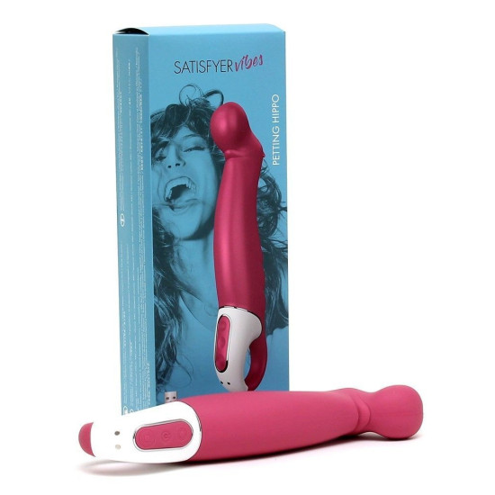 Вибратор мощный с гибким стволом, литой силикон Satisfyer Vibes Petting Hippo
