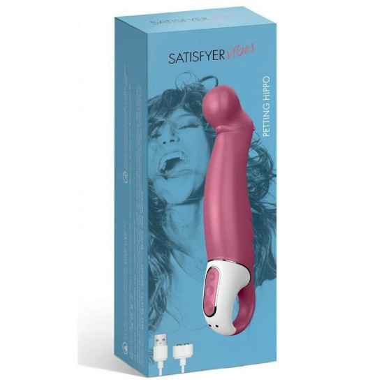 Вибратор мощный с гибким стволом, литой силикон Satisfyer Vibes Petting Hippo