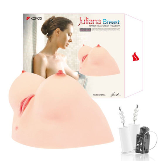 Мастурбатор з вібрацією і масажем Kokos Juliana Breast 2WayPlus
