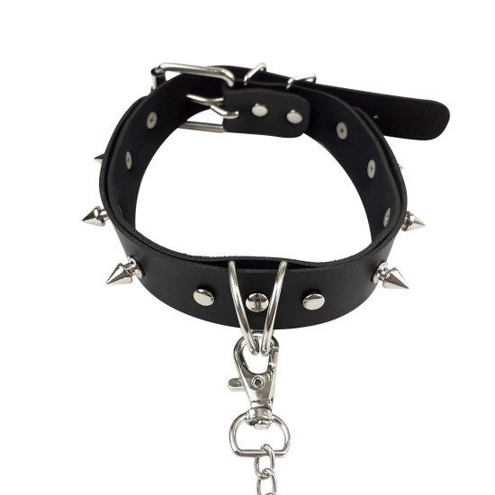 Ошейник с шипами и поводком, черный Art of Sex Collar Spikes and Leash