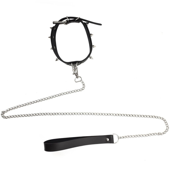 Ошейник с шипами и поводком, черный Art of Sex Collar Spikes and Leash