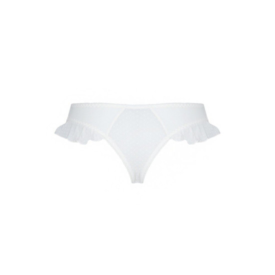 Трусики в горошок з рюшами і шнурівкою, білі Passion Fatin Thong, L/XL
