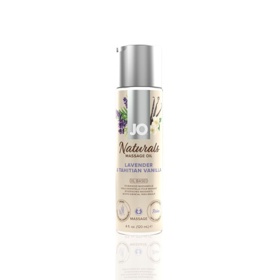 Массажное масло с ароматами лаванды и ванили JO Naturals Massage Oil Lavender & Vanilla, 120 ml