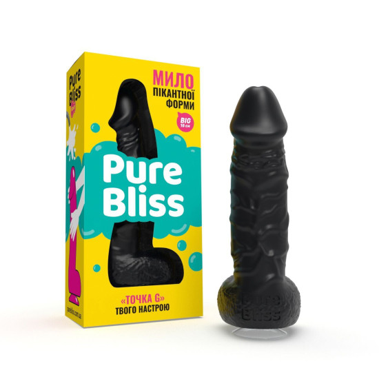 Натуральное крафтовое мыло-член с присоской, черное Pure Bliss Big Black