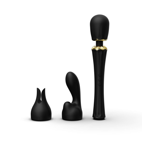 Вібромасажер з насадками, чорний Zalo Kyro Wand Obsidian Black