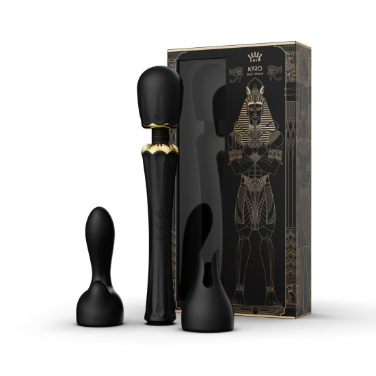 Вібромасажер з насадками, чорний Zalo Kyro Wand Obsidian Black